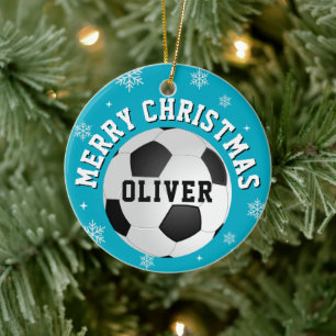 Ornamento De Cerâmica Bolas de Futebol para Crianças Nome Natal 