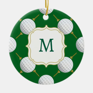 Ornamento De Cerâmica Bolas de golfe e Tees no Verde