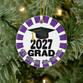 Ornamento De Cerâmica Bold Class of 2027 Photo Graduation