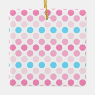 Ornamento De Cerâmica Bold Transfeminine Pride Flag Colors Polkadots