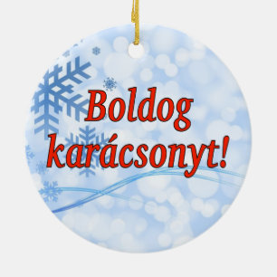Ornamento De Cerâmica Boldog karácsonyt! Feliz Natal em rf húngaro