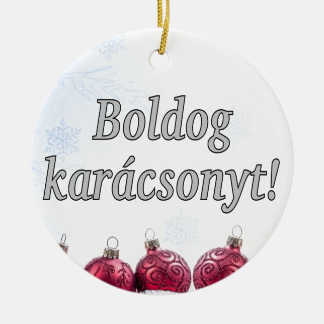 Ornamento De Cerâmica Boldog karácsonyt! Feliz Natal na Feira Húngara (Frente)