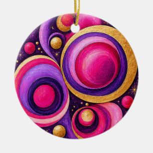 Ornamento De Cerâmica Bolha Cósmica Magenta Padrão Abstrato