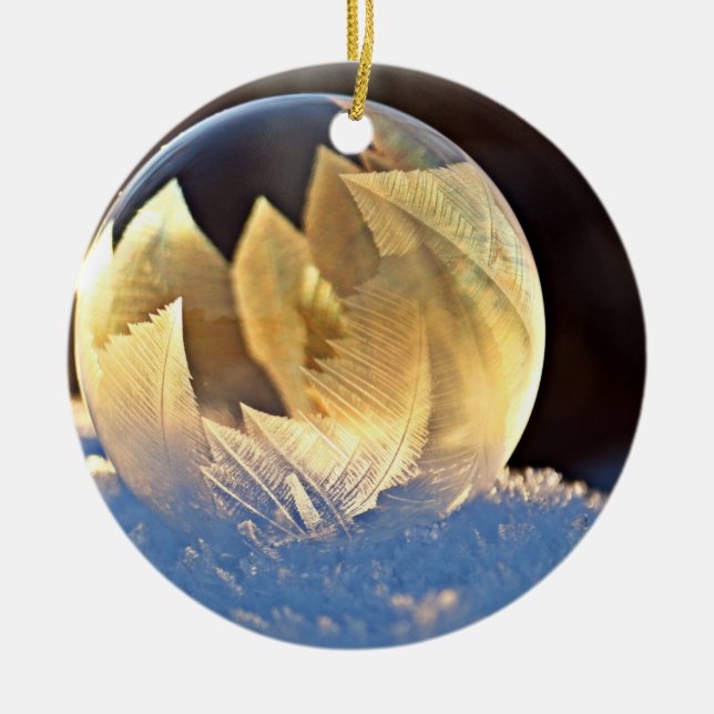 Ornamento De Cerâmica Bolha de sabão na neve (Frente)