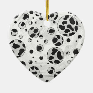Ornamento De Cerâmica Bolinhas Dalmatian preto e branco