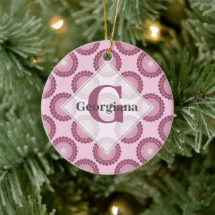 Ornamento De Cerâmica Bolinhas Radiante Dusky Personalizado Rosa Mandala