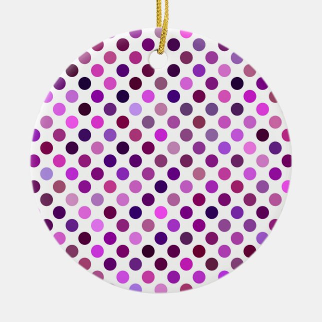 Ornamento De Cerâmica Bolinhas rosa e roxa (Frente)