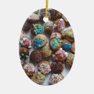 Ornamento De Cerâmica bolinhos de aniversário coloridos, comida, bolo de