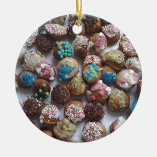 Ornamento De Cerâmica bolinhos de aniversário coloridos, comida, bolo de