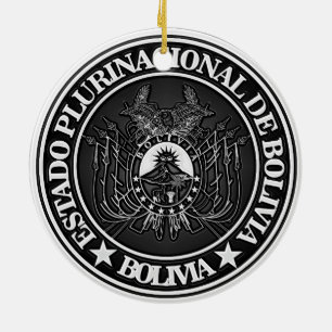 Ornamento De Cerâmica Bolivia Round Emblem