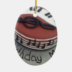 Ornamento De Cerâmica Bolo da mãe do feliz aniversario