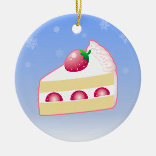 Ornamento De Cerâmica Bolo da morango do Natal