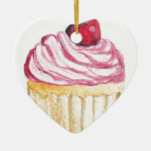Ornamento De Cerâmica Bolo de aniversário com cereja