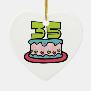 Ornamento De Cerâmica Bolo de aniversário de 35 anos