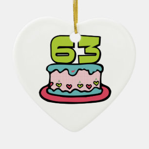 Ornamento De Cerâmica Bolo de aniversário de 63 anos