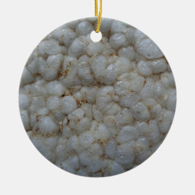 Ornamento De Cerâmica Bolo de arroz, comida saudável, petisco branco (Frente)