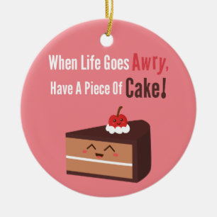 Ornamento De Cerâmica Bolo De Chocolate Fofo Citação Engraçada Humor De 