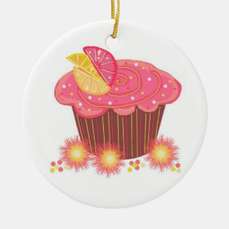 Ornamento De Cerâmica Bolo de Copo de Toranja Rosa Doce