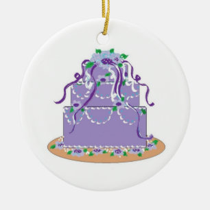 Ornamento De Cerâmica Bolo de Designer em Tons de Roxo