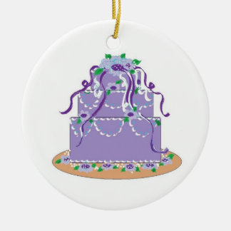 Ornamento De Cerâmica Bolo de Designer em Tons de Roxo