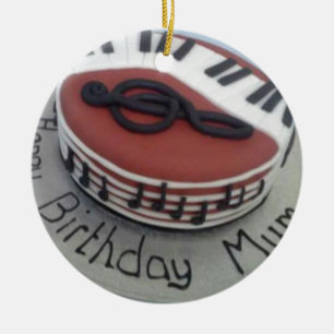 Ornamento De Cerâmica Bolo de mãe de aniversário feliz