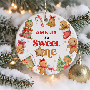 Ornamento De Cerâmica Bolo de Natal Doce Um 1º Aniversário