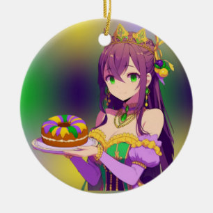 Ornamento De Cerâmica Bolo Rei Anime Mardi Gras