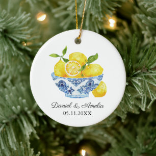 Ornamento De Cerâmica Bolsa De Limões Chinoiserie Casamento Personalizad