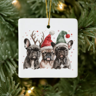 Ornamento De Cerâmica Bolsa de Natal em Rena de Cães