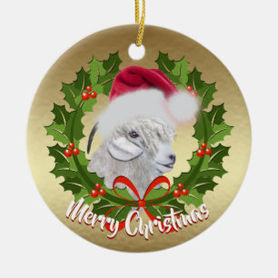 Ornamento De Cerâmica Bom Natal Angora Goat Doe Papai Noel