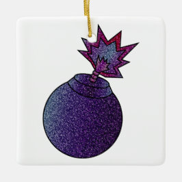 Ornamento De Cerâmica Bomba Glitter Galaxy