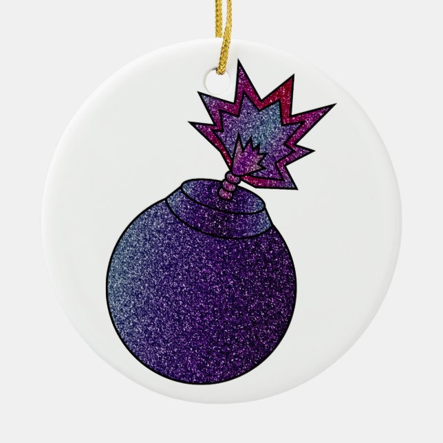Ornamento De Cerâmica Bomba Glitter Galaxy (Frente)