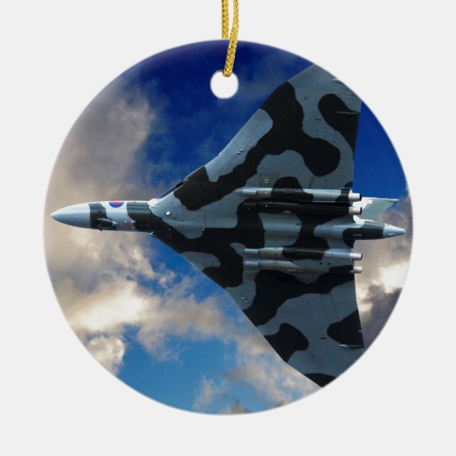 Ornamento De Cerâmica Bombardeiro vulcano em voo (Frente)