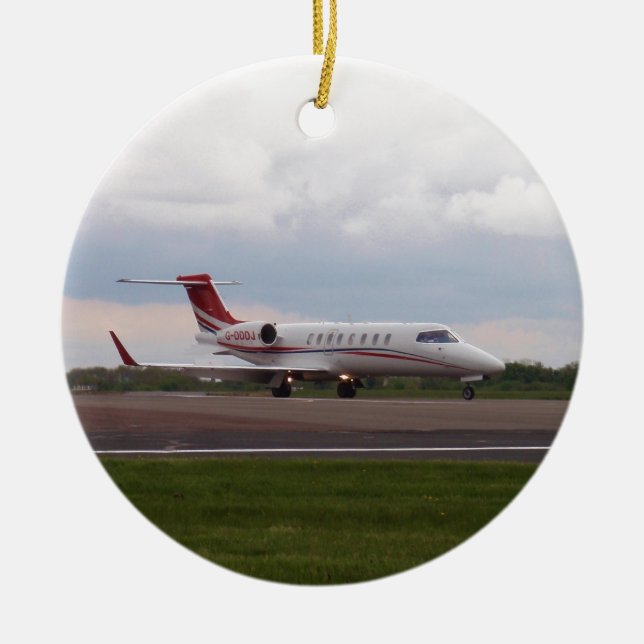 Ornamento De Cerâmica Bombardier Lear Jet 45XR (Frente)
