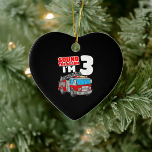 Ornamento De Cerâmica Bombeiro aniversário de 3 anos