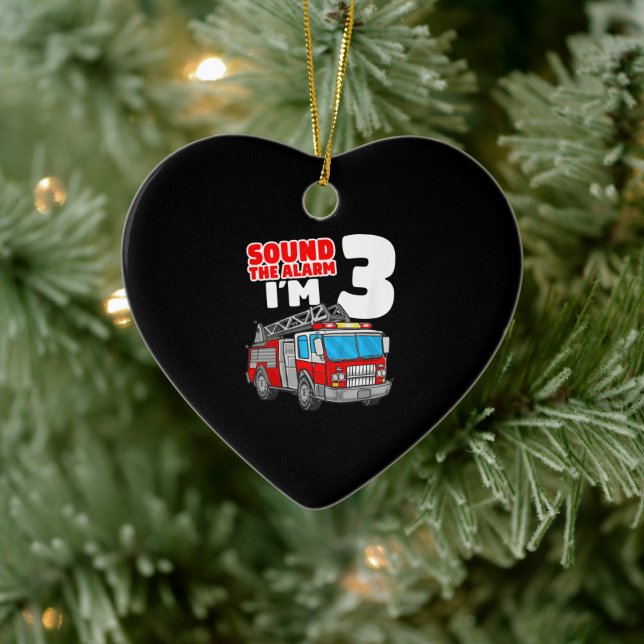 Ornamento De Cerâmica Bombeiro aniversário de 3 anos (Árvore)