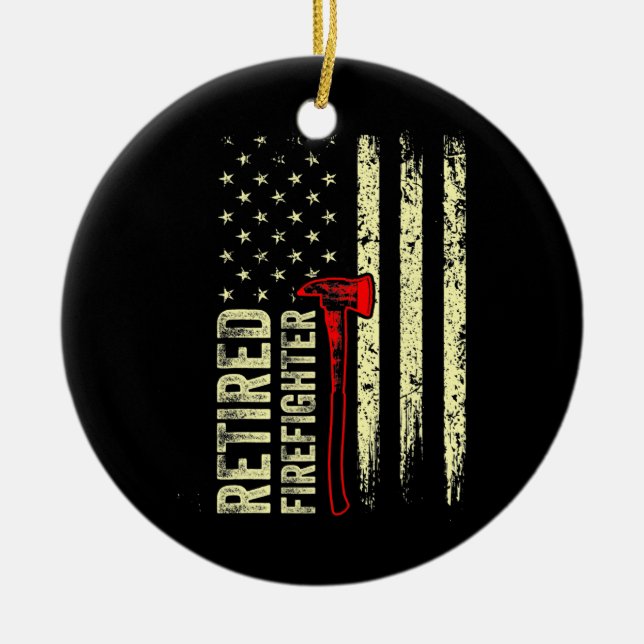Ornamento De Cerâmica Bombeiro Aposentado Fúria de Bombeiros (Frente)