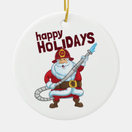 Ornamento De Cerâmica Bombeiro do Natal Santa Claus