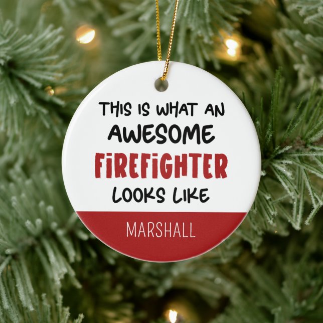 Ornamento De Cerâmica Bombeiro Fantástico Personalizado Engraçado Bombei (Árvore)