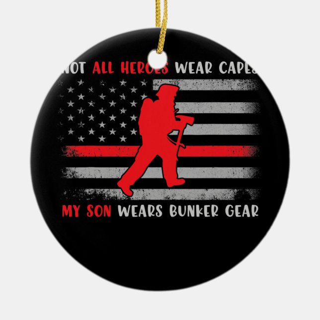 Ornamento De Cerâmica Bombeiro Filho Tee Pai Orgulhoso Bombeiro Mãe (Frente)