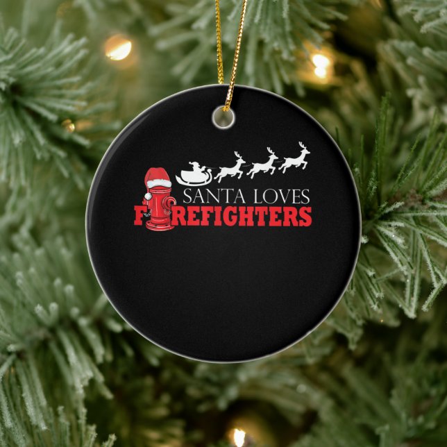 Ornamento De Cerâmica Bombeiro Presente de Natal Homem de Fogo (Árvore)