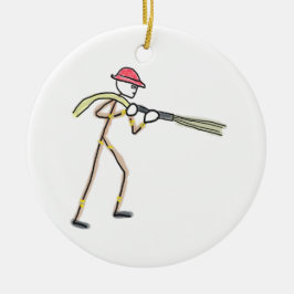 Ornamento De Cerâmica Bombeiro Stickman