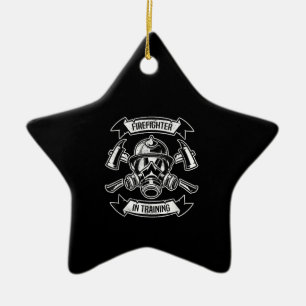 Ornamento De Cerâmica Bombeiro Treinando Aspirador De Máscaras De Gás