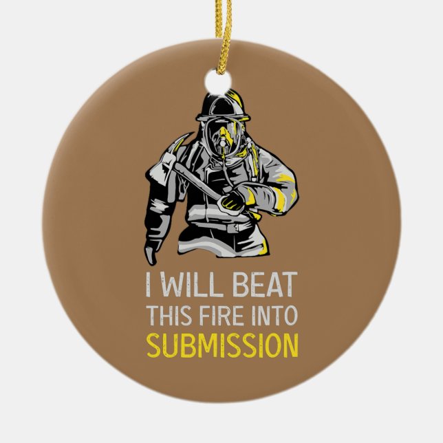 Ornamento De Cerâmica Bombeiro Wildland Comedor de Bombeiros (Frente)