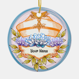 Ornamento De Cerâmica Boné de enfermeiro Lotus