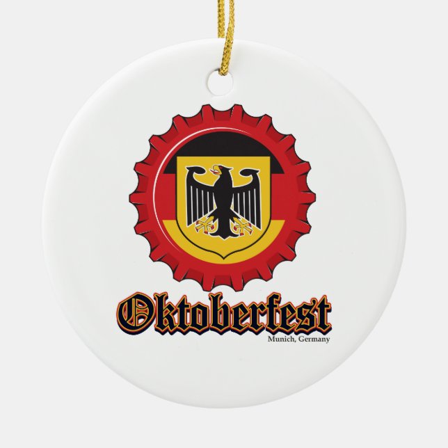 Ornamento De Cerâmica Boné de Garrafa Oktoberfest (Frente)