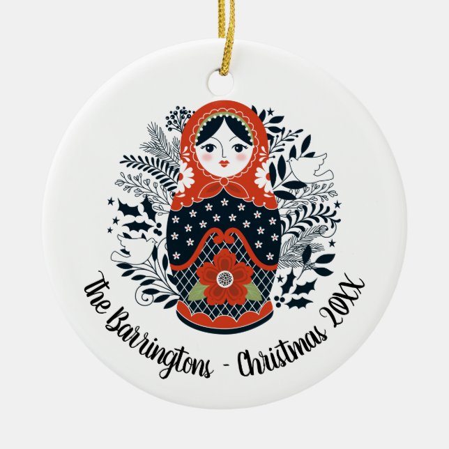Ornamento De Cerâmica Boneca Nidificação Personalizada de Matryoshka de  (Frente)