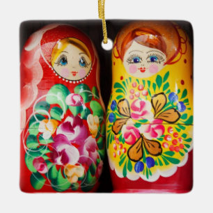 Ornamento De Cerâmica Bonecas Coloridas Matryoshka