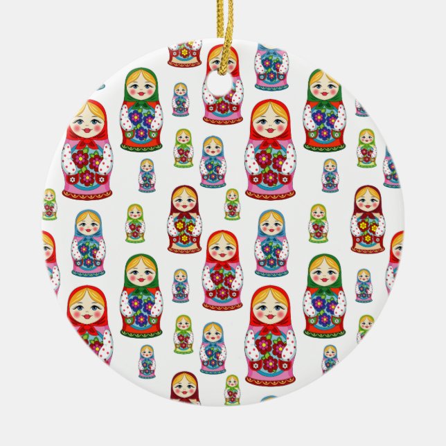 Ornamento De Cerâmica bonecas russas (Frente)