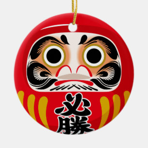 Ornamento De Cerâmica Boneco Daruma (amuleto tradicional japonês de boa